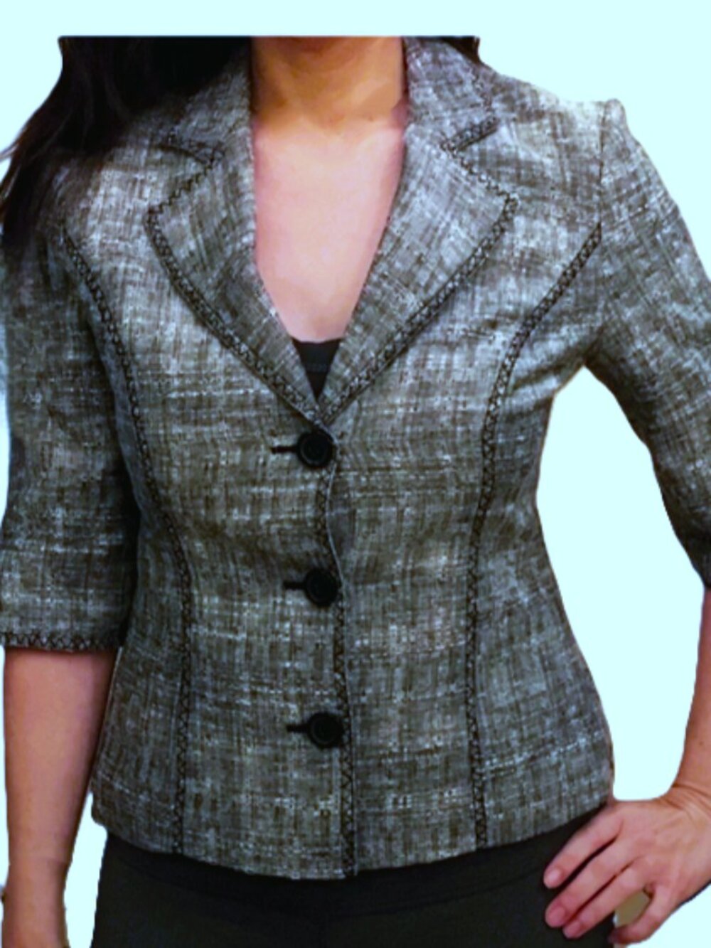 White House Black Market Gray Tweed Short-Sleeve Blazer size 0 NWT